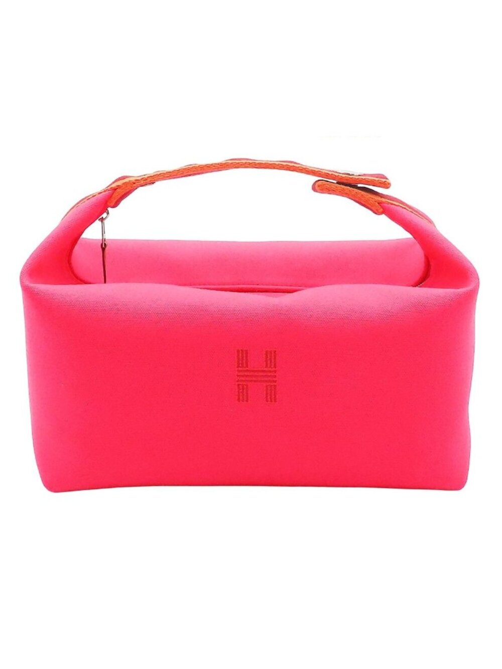 Hermes Brid-a-brac GM Hibiscus Orange Silver Cotton Canvas Pink Bath Pouch